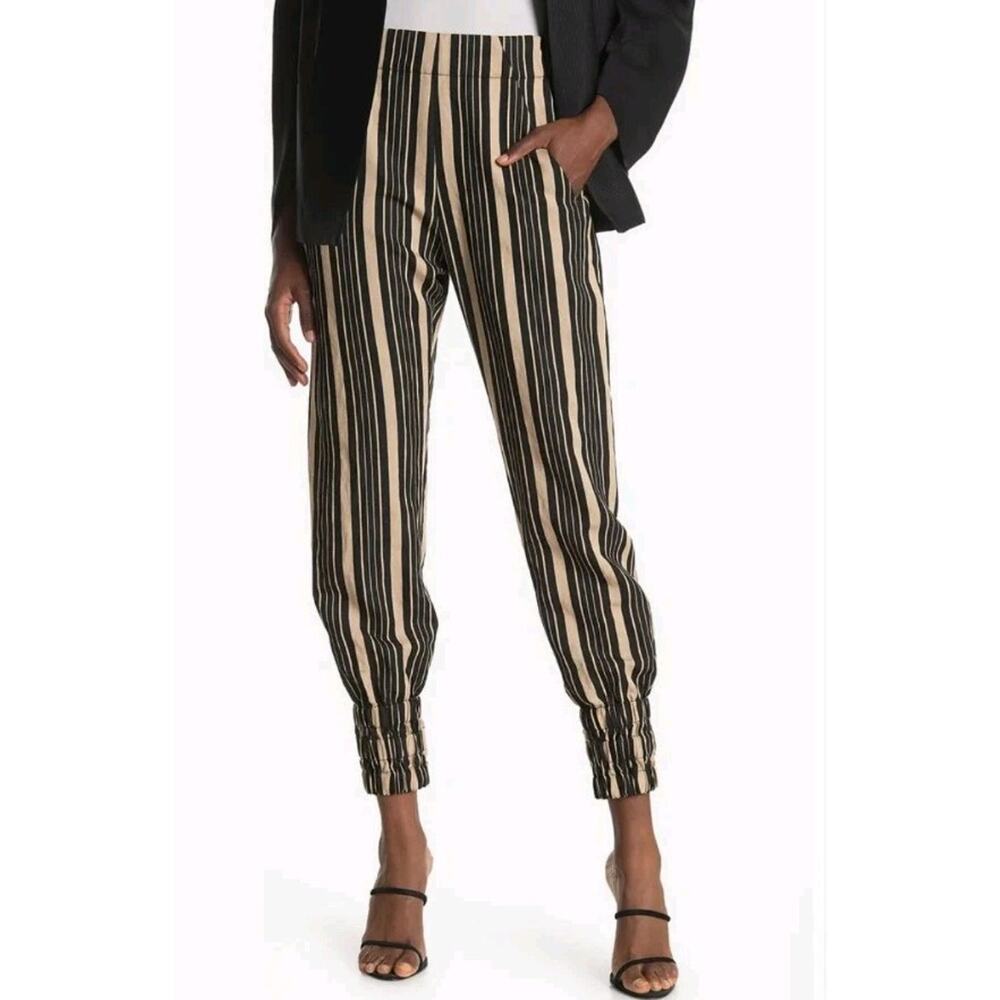 Zero + Maria Cornejo Black and Tan Striped Pants